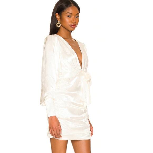 Majorelle Alayna White Satin Jacquard Mini Dress NWT Size Small - Picture 2 of 3